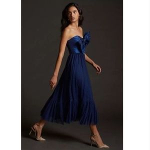 Anthropologie HUTCH Strapless Tulle Bow-Tie Midi Dress